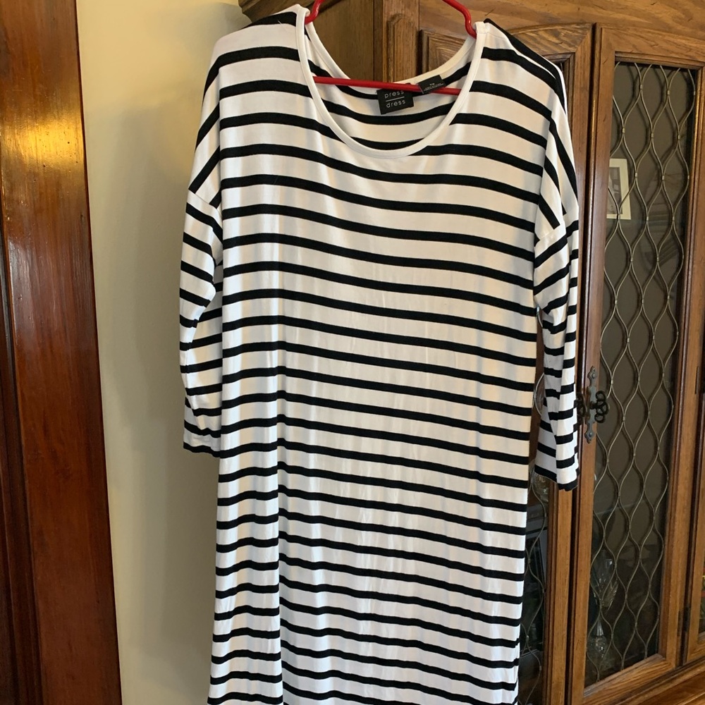 Black and white striped dress